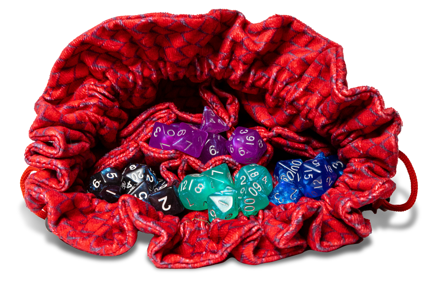 DICE BAG VELVET COMPARTMENT DRAGON STORM RED