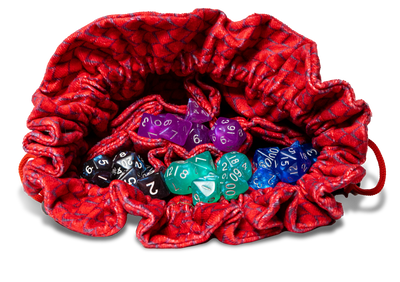 DICE BAG VELVET COMPARTMENT DRAGON STORM RED