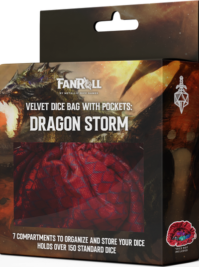 DICE BAG VELVET COMPARTMENT DRAGON STORM RED