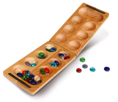 MANCALA FOLDING 8.5" AFRICAN STONE GAME