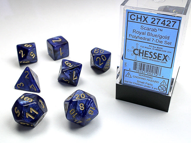 SCARAB 7-DIE SET ROYAL BLUE/GOLD