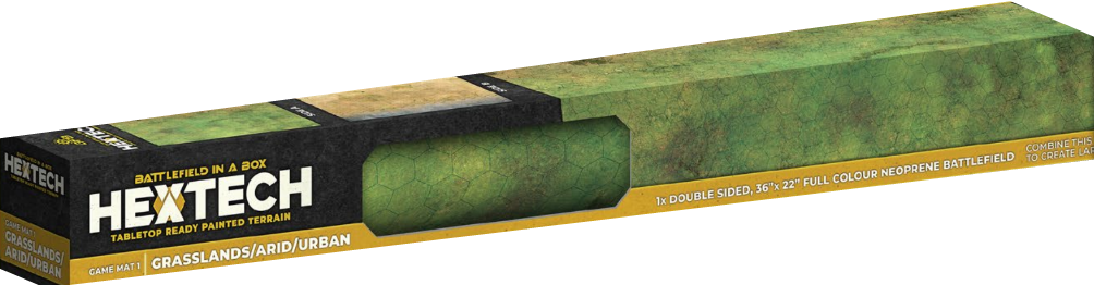 HEXTECH GAME MAT V1 DOUBLE-SIDED (GRASSLANDS/ARID/URBAN) 36X22